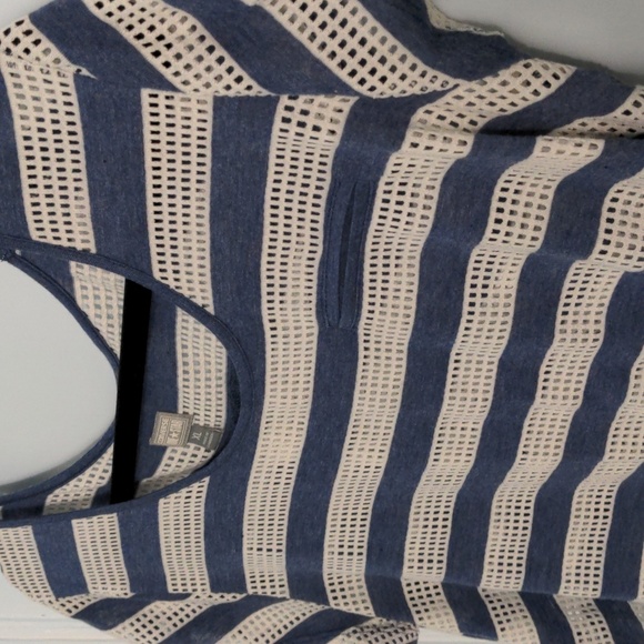 Converse One Star XL Blue and White Striped Polyester Cotton Rayon T - Picture 2 of 5